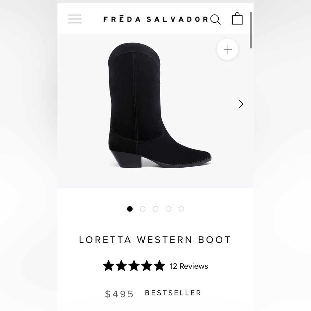 NEW Freda Salvador Loretta Black Suede Western Boot